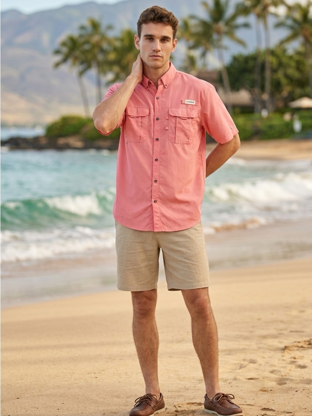 Magellan Outdoors Men's Laguna Madre Solid Short Sleeve Fishing Shirt XL Coral